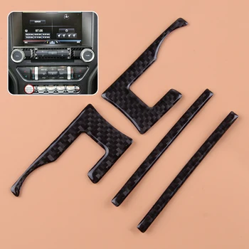 

DWCX 4PCS Carbon Fiber Style Epoxy Car Console CD Switch Button Cover Trim Strip Fit for Ford Mustang 2015 2016 2017 2018 2019