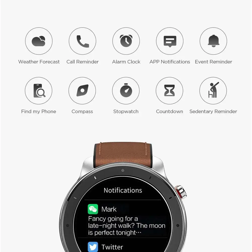 Global Version Amazfit GTR 47mm Smart Watch Band 5ATM Waterproof Smarwatch 24 Days Battery GPS Music Control For Android IOS Global Version Amazfit GTR 47mm Smart Watch Band 5ATM Waterproof Smarwatch 24 Days Battery GPS Music Control For Android IOS