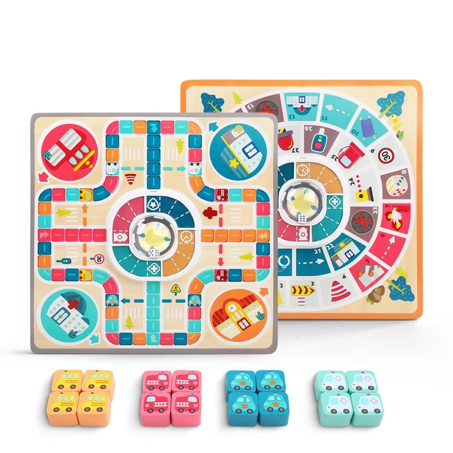 US $17.39 Ludo Montessori Educational Wooden Double Sides Toys For Children Family Board Games For Preschool