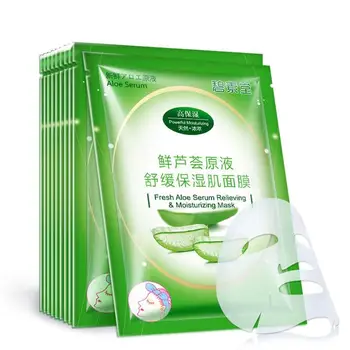 

Natural Aloe Vera Face Mask Collagen Moisturizing Facial Mask Anti Acne Pore Shrink Whitening Oil Control Wrapped Mask Skin Care