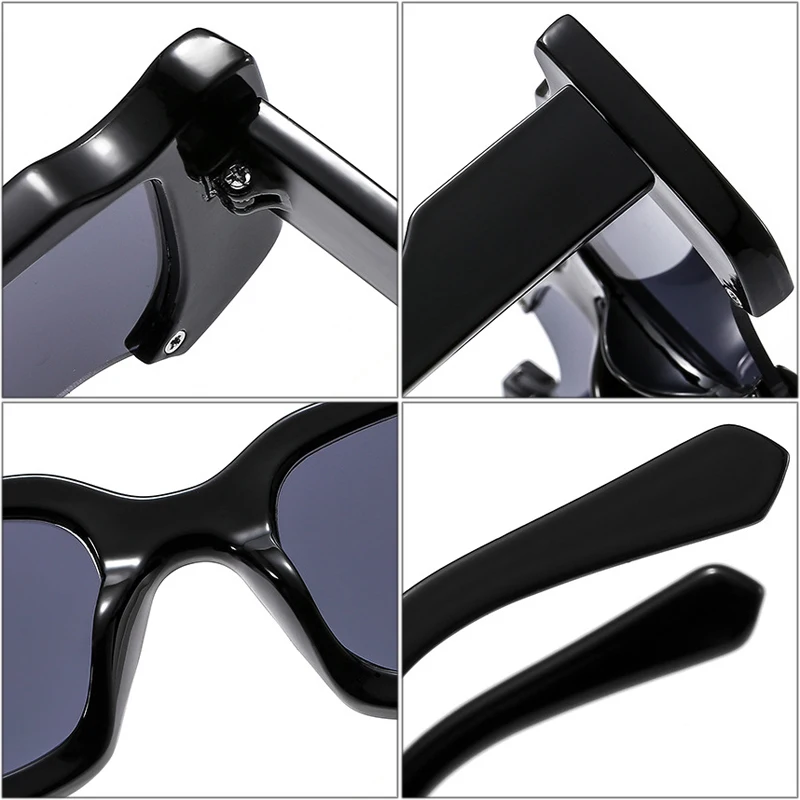 SO&EI Ins Popular Fashion Unique Rectangle Sunglas Women Vintage Candy Color Eyewear Men Square Shades UV400 Sun_voghion.com