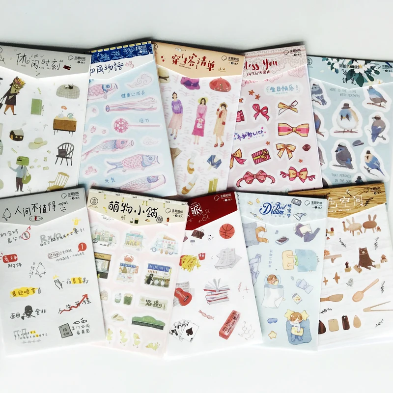 

3 Sheets/Pack Cute Dress Collection Happy Birthday Paper Stickers DIY Scrapbooking Diary Album Stick Label Kids Gift