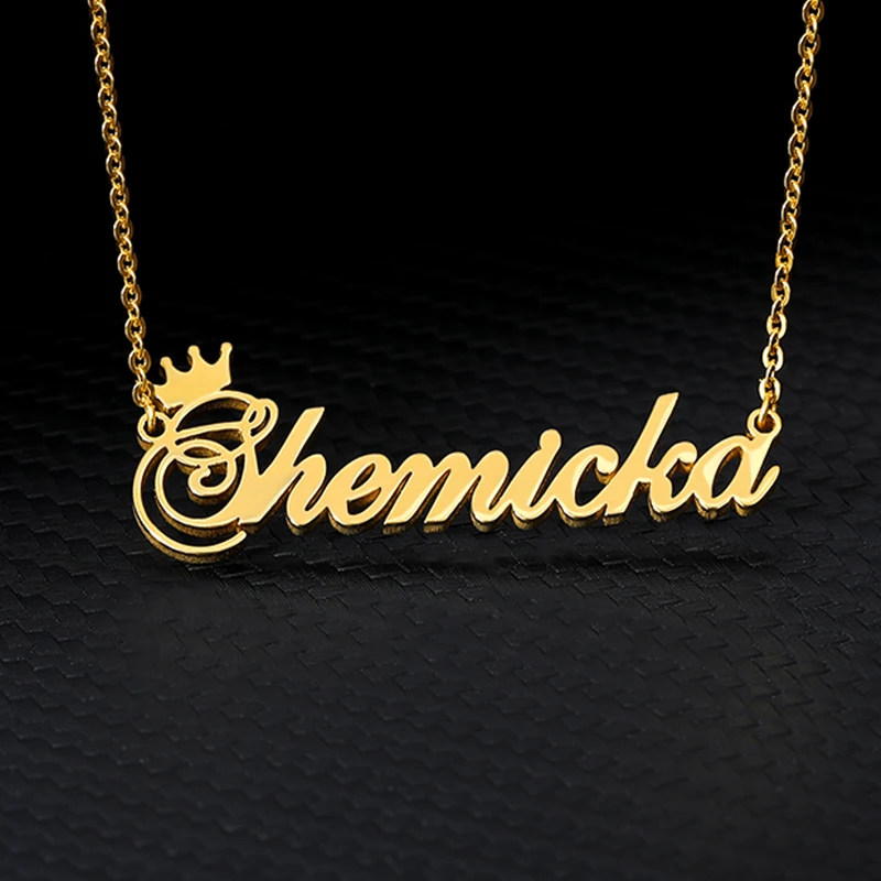 

Custom Crown Name Personalized Necklaces For Women Man Stainless Steel Charm Jewelry Unique Princess Gift