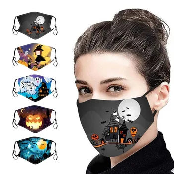 

5pc mascarilas reutilizables Earloop face Mask Halloween funny Print Masque Respirator windproof Washable Dustproof masks маска