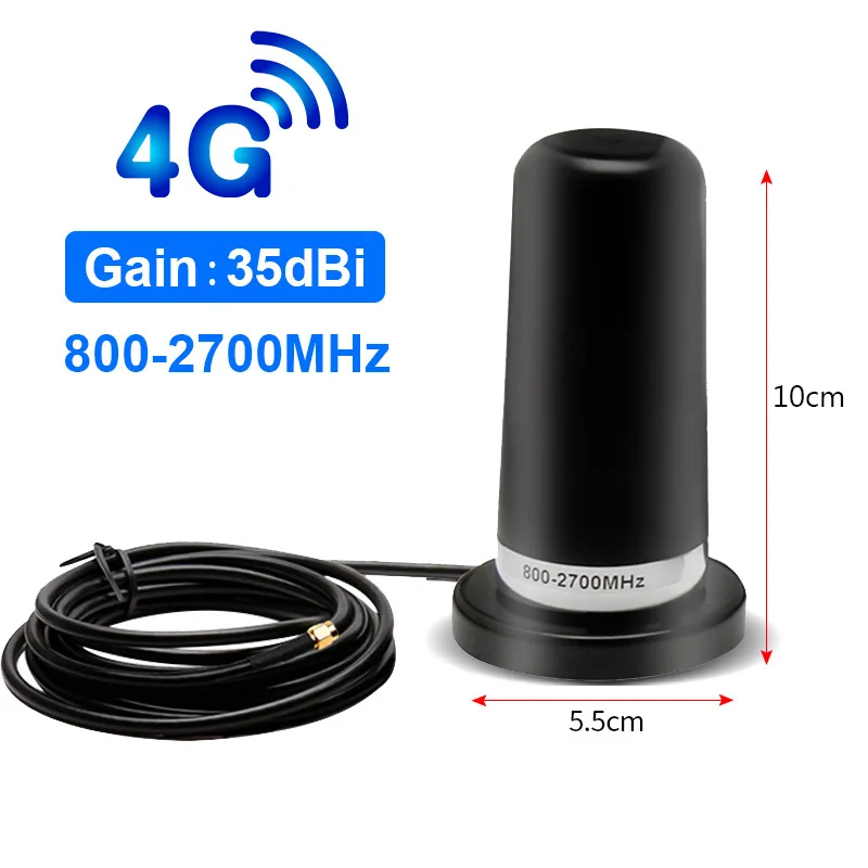 

GSM 2G 3G 4G Antenna 35dBi 800-2700MHz 3 Meters Cable SMA BNC TNC N Male Vehicle Car Magnetic Mount Antena Signal Booster