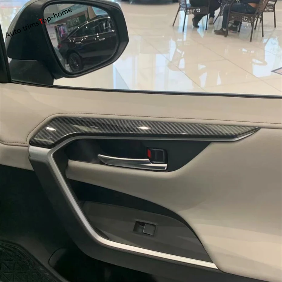 Yimaautotrims Внутренняя дверь подлокотник панель украшения полосы крышка отделка Подходит для TOYOTA RAV4 RAV 4 углеродное волокно ABS интерьер