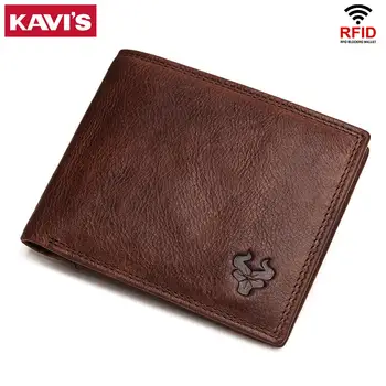 

KAVIS Men Short Leather Wallets Mens Brand Leather Card Holder Purses with Coin Zipper Wallet Purses for Men Dollar Price