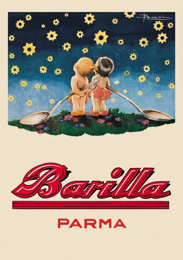 Спагетти Барилла Парма классический винтажный еда рекламный плакат из крафт-бумаги холст ванная комната Наклейка на стену домашний Декор подарок - Цвет: Розовый