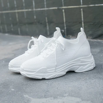 

Spring New Womens Shoes Fashion Breathable Sponge Cake Basket Comfortable Lightweight White Sneakers Women Zapatos Mujer W39-20