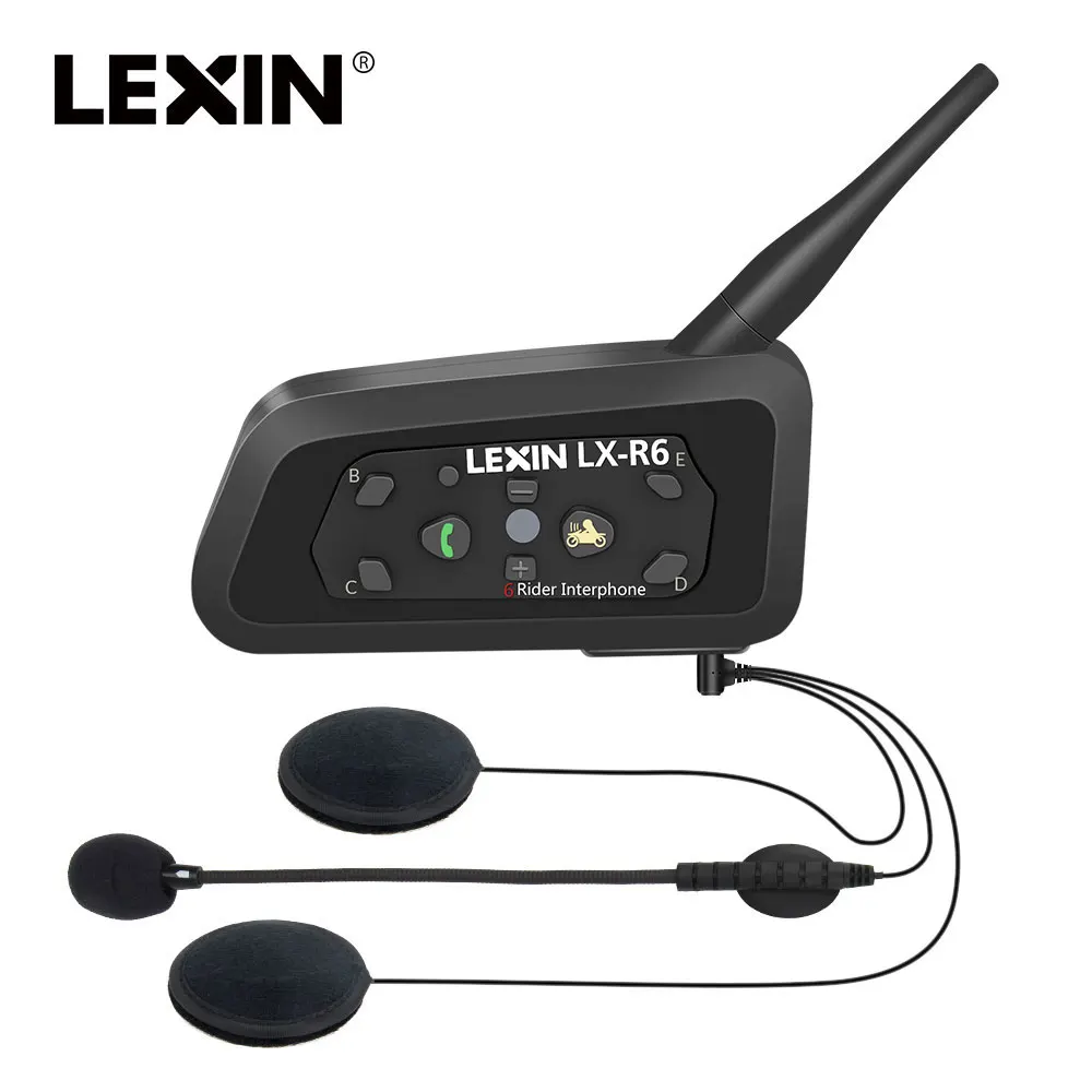 Гарнитура для мотошлема LEXIN R6 1200M с поддержкой до 6 собеседников Bluetooth интерком