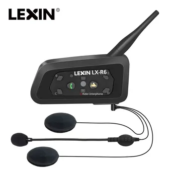 LEXIN-auriculares R6 para casco de Moto, intercomunicador con Bluetooth, 1200M, 6 conductores