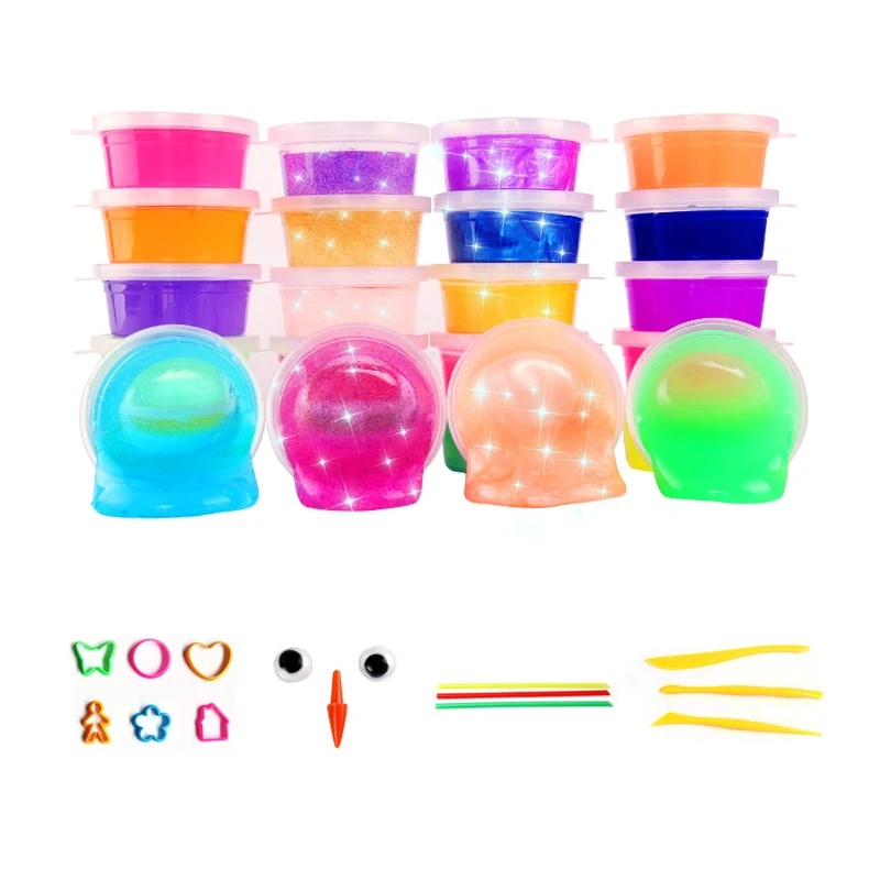 24 цвета DIY кристально чистая слизь контейнер «жевачка» для рук шпатлевка Slime поставки легкие глиняные подвески-талисманы декомпрессионные игрушки для детей