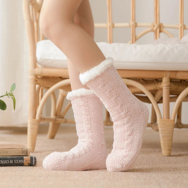 MN christmas socks Women Winter Cotton Socks Solid Thicker Anti-slip Floor Socks Carpet Socks calcetines mujer новогодние носки 4