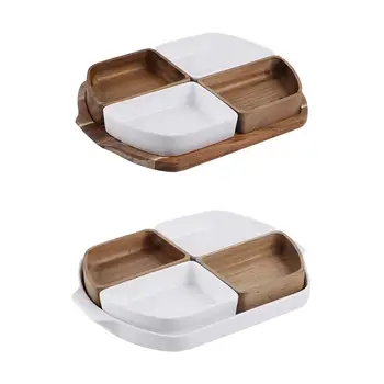 

Dried Fruit Plate Innovative Compartment Wooden Snacks Candy New Year Nut Living Room Storage Box