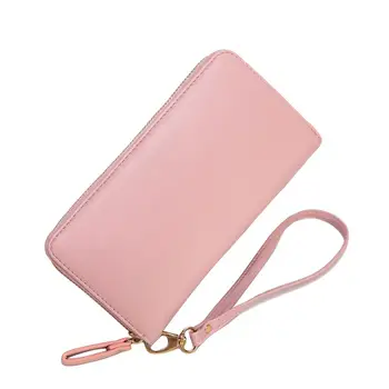 

free shipping Zipper Faux Leather Cash Card Holder Long Wristband Wallet Purse Mini Pouch Tasche Brieftaschen Frauen Kleine