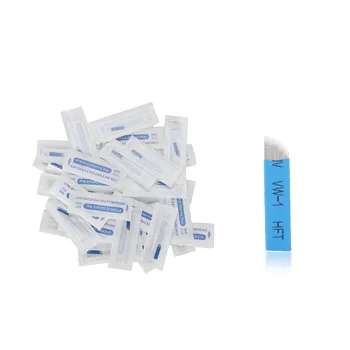 

50pcs Permanent Makeup Eyebrow Tattoo Bevel Blade Microblading Needles For 3D Embroidery 21 Pin Makeup Floating Eyebrow Supplies