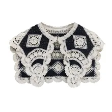 

Korean Style Woamn Fake Collar Shoulder Wrap Vintage Women's Detachable Collars Shawl Necklace Embroidery False Collars