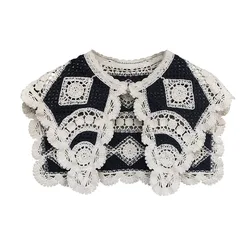 Korean Style Woamn Fake Collar Shoulder Wrap Vintage Women's Detachable Collars Shawl Necklace Embroidery False Collars