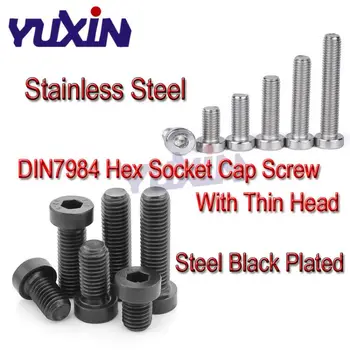 

M3 M4 M5 Black 8.8 Grade & 304 A2-70 Stainless Steel DIN7984 Hex Hexagon Socket Thin Low Short Profile Head Allen Cap Screw Bolt