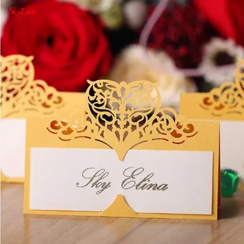 

50pcs/lot White Heart Laser Cut Table Mark Wine Glass Name Place Cards Wedding Birthday Baby Shower Christmas Supplies 7zsh871