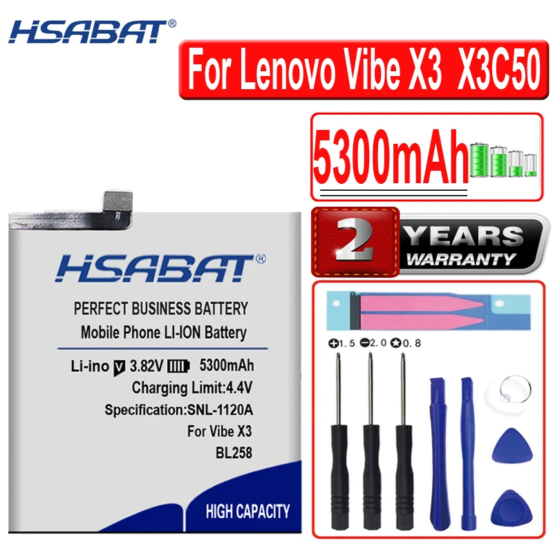 Аккумулятор HSABAT BL258 4750 мАч для Lenovo Lemeng X3 C50 C70 Vibe X3c50 X3c70 X3a40 | Мобильные телефоны и
