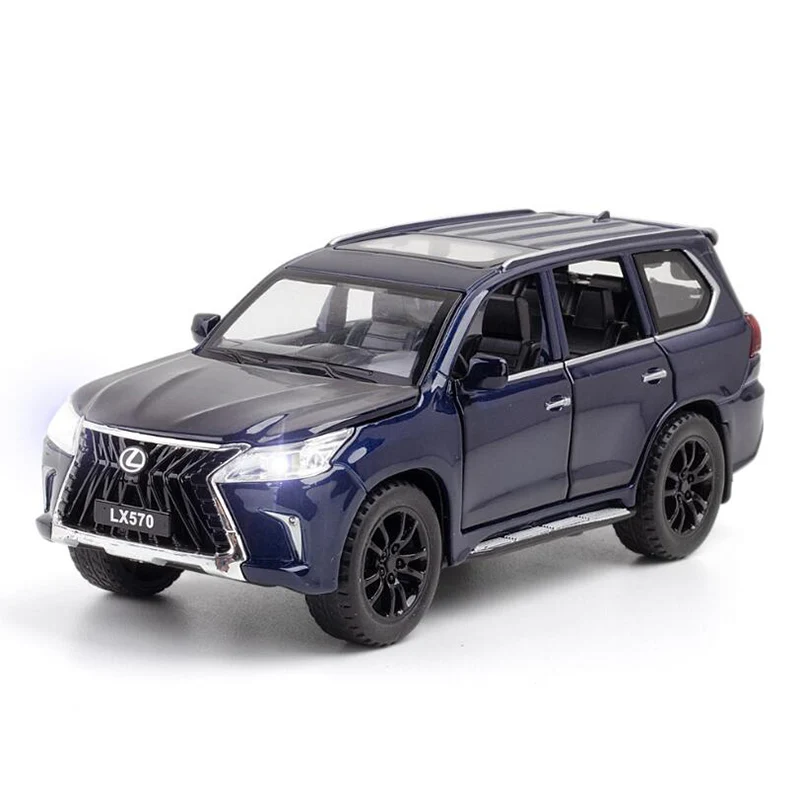 1/32 Simulation Lexus Lx570 Alloy Diecasting SUV Off-road Vehicle Sound And Light Pull Back Model Toys For Kids