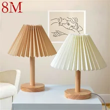 Lampe de Table créative plissée à LED en bois, 8M, design contemporain, luminaire décoratif d'intérieur, idéal pour un bureau ou une chambre à coucher