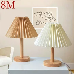 Lampe de Table créative plissée à LED en bois, 8M, design contemporain, luminaire décoratif d'intérieur, idéal pour un bureau ou une chambre à coucher 