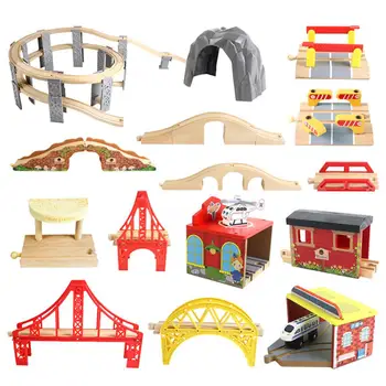

None DIY Wooden Track Tools Bridge Train Rail Track Accessories Suitable for Thomas Kids Educational Toys