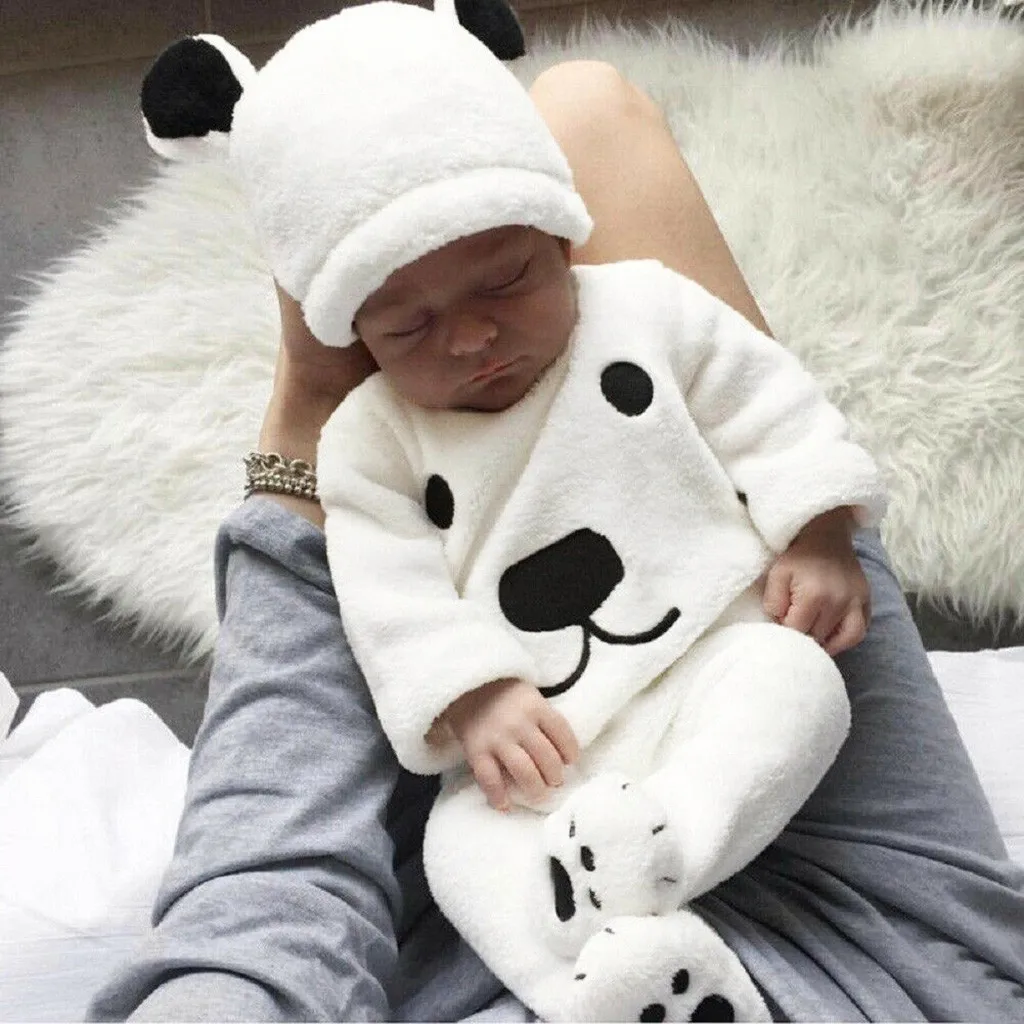 Зимняя одежда для малышей; Комбинезоны для младенцев; флисовый комбинезон с длинными рукавами и рисунком медведя для мальчиков и девочек; комбинезон+ шапочка; комплекты; комбинезон