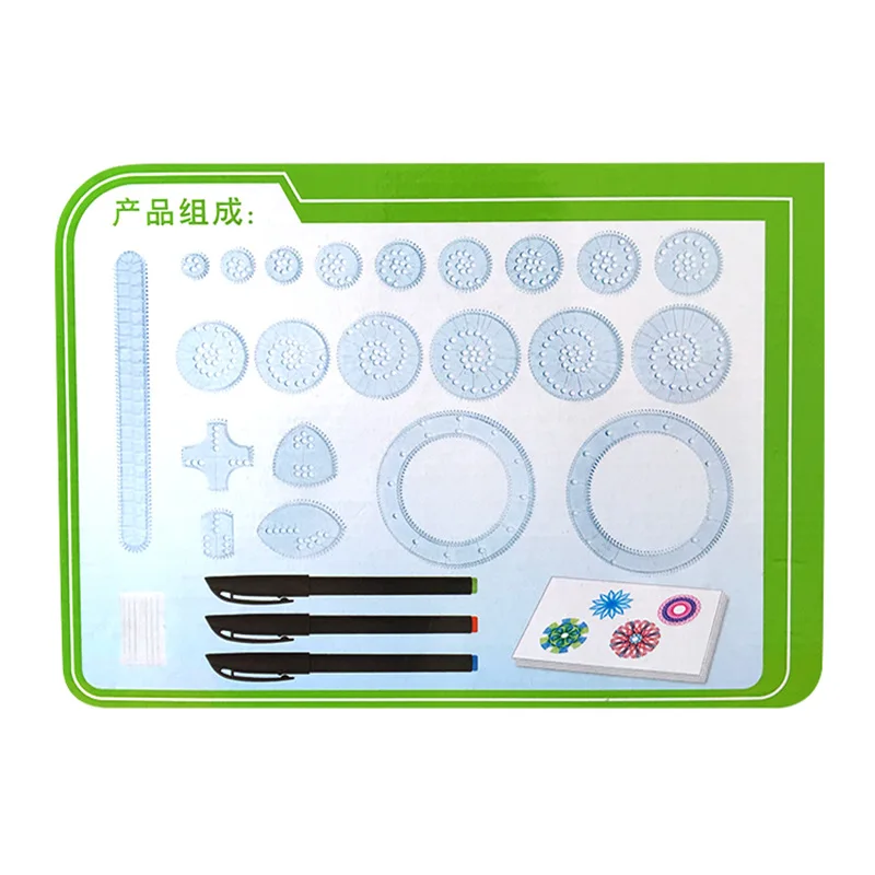 

Children Fine Art Painted Flowers Curve Ruler Drawing Template Ruler Large Size Spirograph Package
