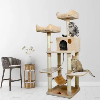

Cat Tree Toy Cat Scratching Posts Cat Room and Hammock Frame Kitten Furniture Cat House Condo Hanging Two Platforms C05