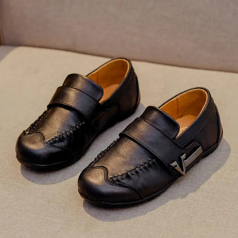 

Genuine Leather Kids Shoes For Boys Black Dress Children Loafers Big Child Peas Shoes Student School Style Kids Moccasins Rubber