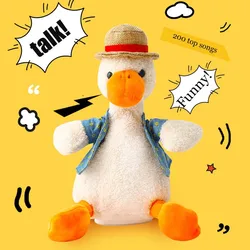 Peluche électronique en tissu tricoté pour enfant, jouet éducatif, amusant, décoration, chant et danse de canard, nouveauté 