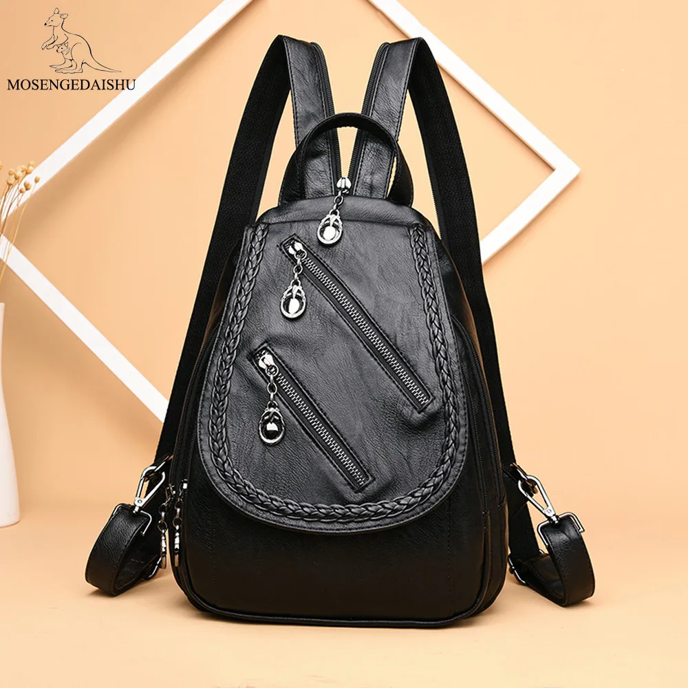 

Fashion Backpack for Women Luxury Designer Weave Female Backpack High Quality Leather School Teenagers Girl Travel Shoulder Bag