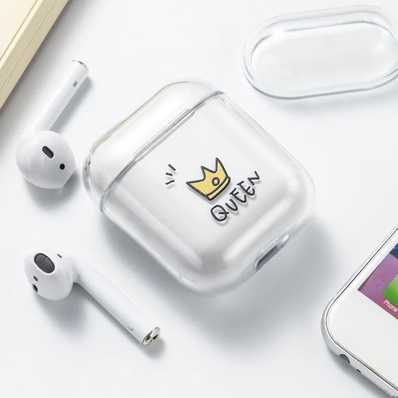 001 Чехол для Airpods, чехол, милый, роскошный, с милым сердцем, окрашенный, прозрачный, жесткий чехол на Airpod, защитный чехол для Air Pods, 1, 2, чехол - Цвет: 001
