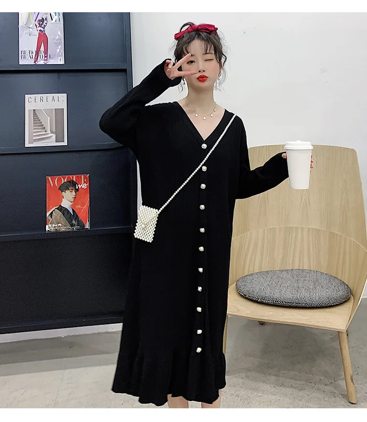 2020 Fashion Maternity Dress Loose spring autumn winter Skirt Pregnancy Clothes For Knit Pregnant Women Sweater (17)