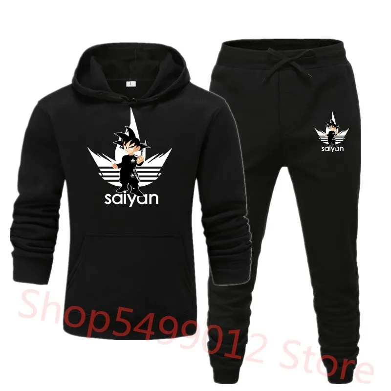 SAIYAN, мужские комплекты, дропшиппинг, толстовки+ штаны, Harajuku,, спортивные костюмы, повседневные толстовки, спортивный костюм, спортивная одежда, плюс 3XL - Цвет: black-BB