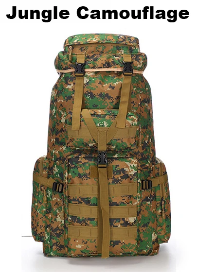 70L военная сумка с задней скобой, водонепроницаемая тактическая сумка, высокопрочный тактический рюкзак, многофункциональная армейская сумка, уличная сумка - Цвет: Jungle camouflage