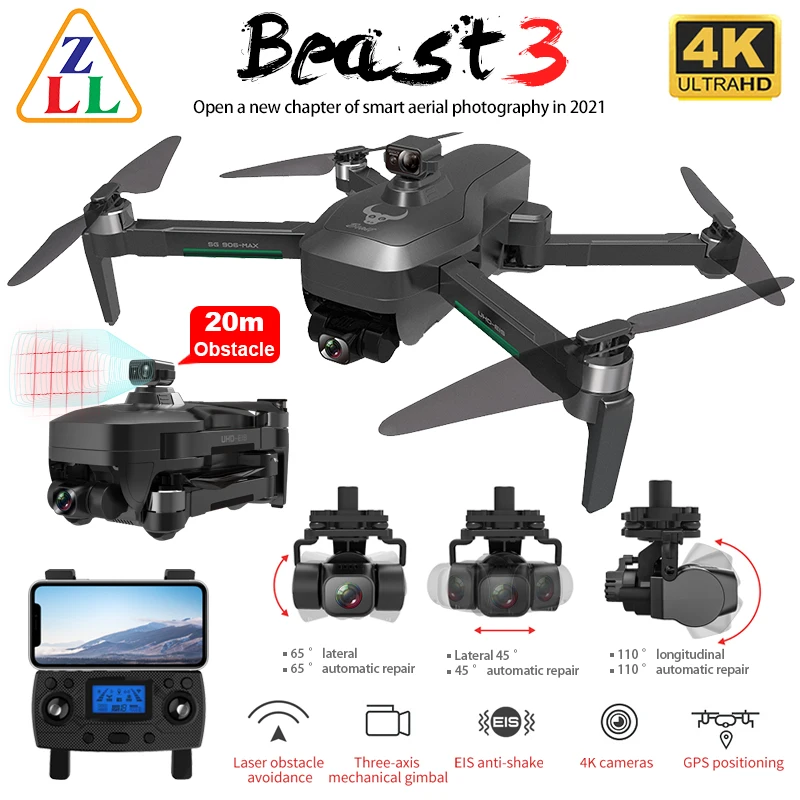 Zll SG906 Max Pro 2 PRO2 Gps Drone 4K Hd Camera Laser Obstakel Vermijden 3 Axis Gimbal Wifi fpv Professionele Rc Quadcopter