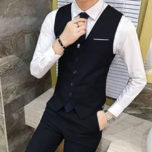 New Style Men Business Casual Fashion Korean-style Slim Fit Waistcoat