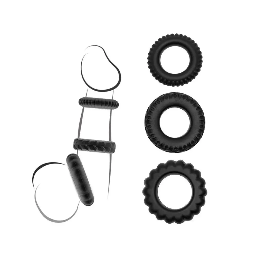 Movconly 3pcs/set Male Silicone Lock Ring Penis High Tensile HighSstrength Delay Ring