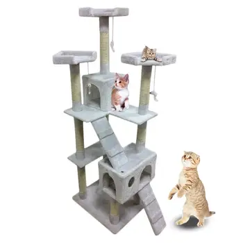 

(From Spain) Cat Tree Scratching Post Activity Centre Bed Toy Scratper 180cm Sisal Playing Toy Climbing Frame Pet Furniture