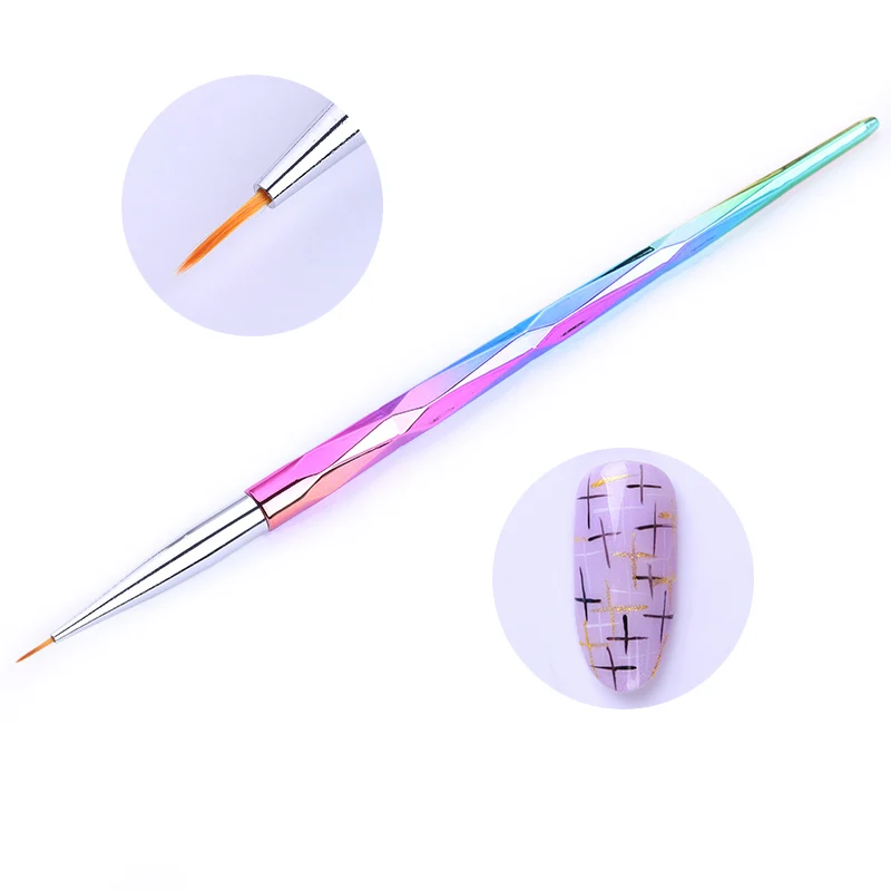 Colorful 7mm УФ-гель для ногтей, лайнер для рисования, кисть 7 мм, 9 мм, 11 мм, акриловая ручка для рисования цветов, Серебряная ручка, инструмент для маникюра, дизайна ногтей - Цвет: Colorful 7mm