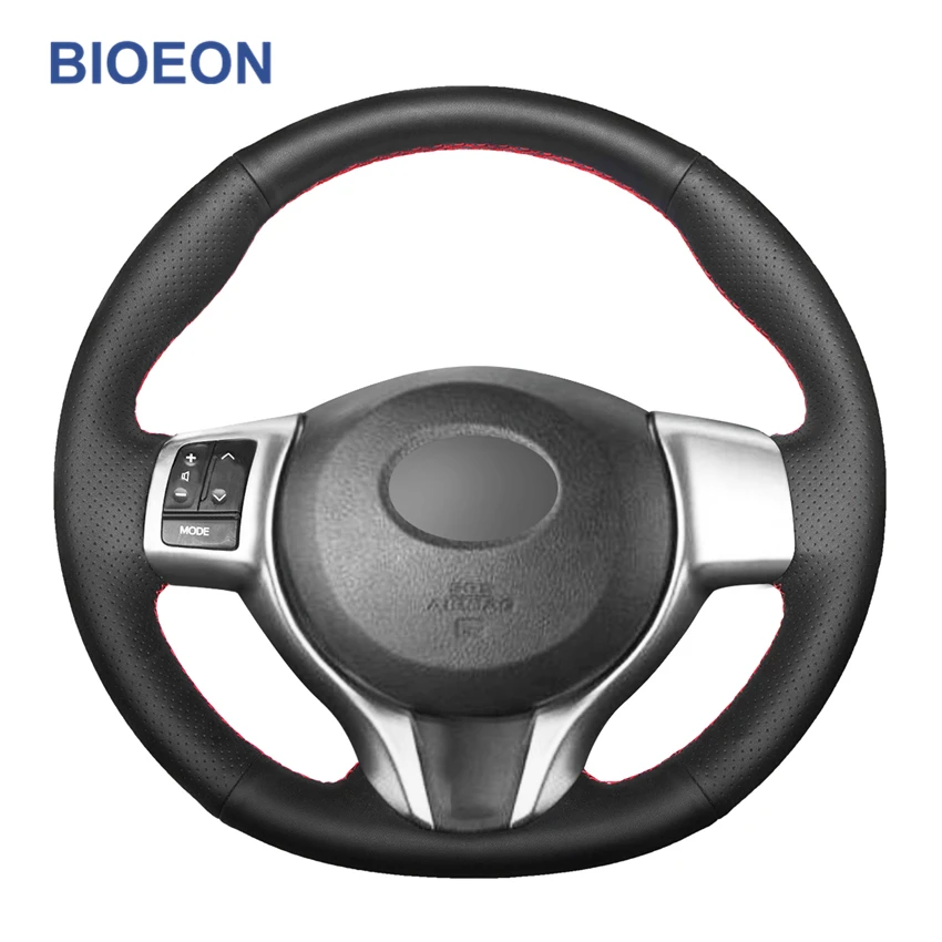 Черный чехол рулевого колеса автомобиля из искусственной кожи для Toyota Yaris Verso S Vitz