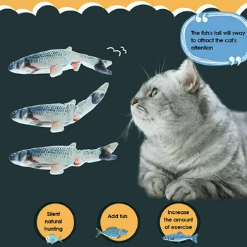 

Electric Cat Wagging Fish Realistic Plush Catnip Fish Mint Toys Chew Bite Toys Non-toxic C44