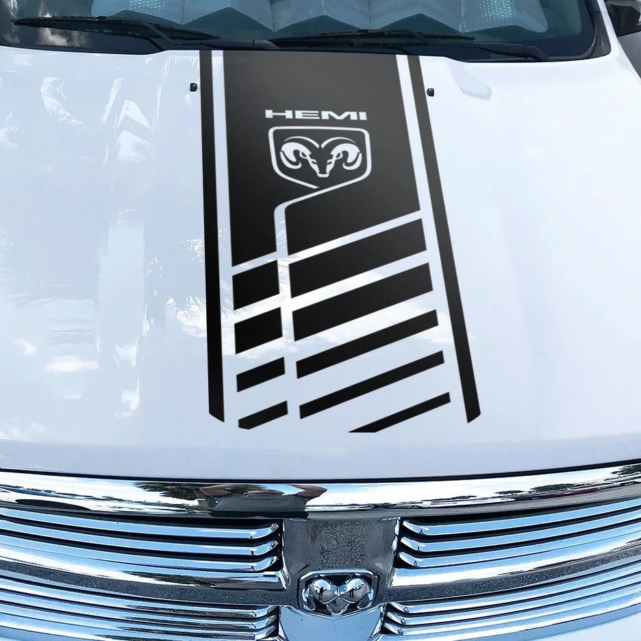 

For Hood Decal Dodge Ram Hemi 1500 2500 3500 Rebel Mopar Vinyl Cut Stripe Graphic