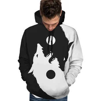 

Men's Autumn Casual Animal Printing Hooded Long Sleeve Sweater Sweatshirt Coats