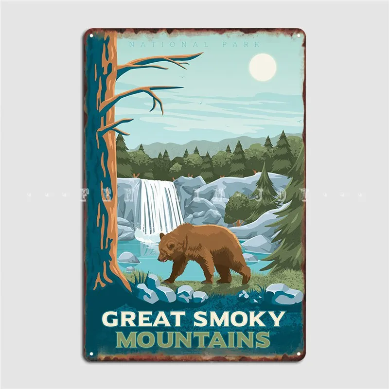 

Great Smoky Mountains Art Poster Metal Plaque Plaques Wall Personalized Club Home Tin Sign Poster