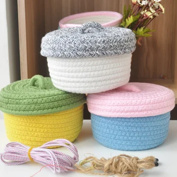 

1PC Cotton Thread Storage Basket Handmade Desktop Snacks Sundries Sewing Kit Storage Box Coin Organizer Case